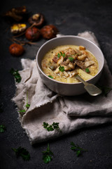 wild mushroom chowder with bacon