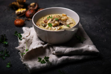 wild mushroom chowder with bacon