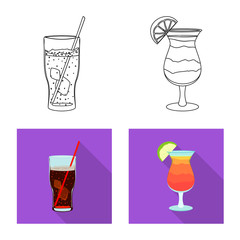 Isolated object of drink and bar sign. Set of drink and party stock vector illustration.