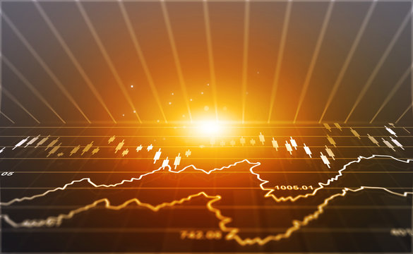 Financial stock market  graph. Digital illustration