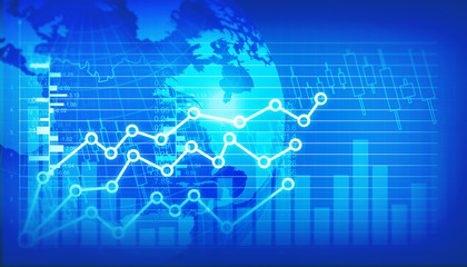Financial stock market  graph. Digital illustration.