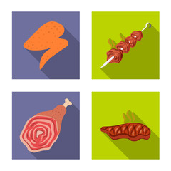 Isolated object of meat and ham symbol. Collection of meat and cooking vector icon for stock.