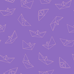 Vector seamless pattern with origami boat - colorful design. Cute stylish background