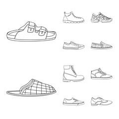 Isolated object of man and foot icon. Set of man and wear stock symbol for web.