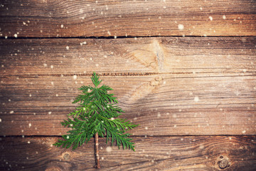 christmas tree on wooden board