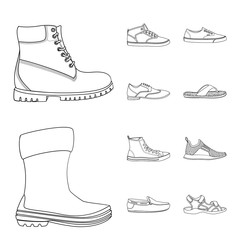 Vector illustration of man and foot logo. Set of man and wear stock symbol for web.