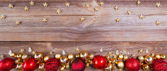 christmas background with red and golden decorations