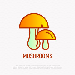Mushrooms thin line icons. Modern vector illustration.