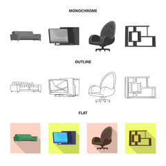 Isolated object of furniture and work logo. Set of furniture and home vector icon for stock.