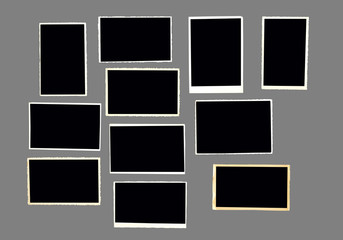 old empty photo frames, vintage photo prints isolated on neutral grey (50%) for better selection, with free space for pictures