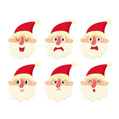 Set of cute Santa, cartoon vector illustration isolated on white