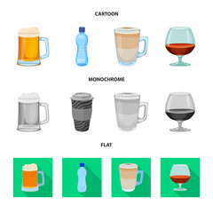Vector illustration of drink and bar icon. Set of drink and party stock vector illustration.