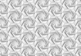 Seamless texture based on a hexagonal grid with an abstract of the swivel and extruded elements 3d illustration