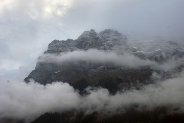 Eiger north east face during bad weather