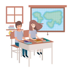 young students in geography classroom