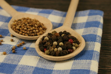Spices. Black pepper and coriander.