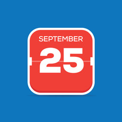 September 25 Calendar Flat Icon