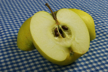 Ripe green apple and slice