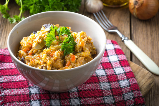 Risotto with vegetables.