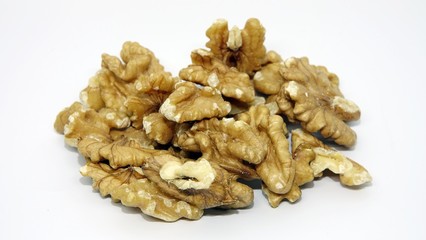 walnuts on white background