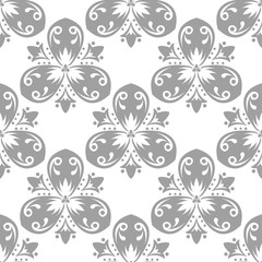 White and gray floral seamless pattern