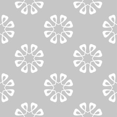 White floral seamless pattern on gray background
