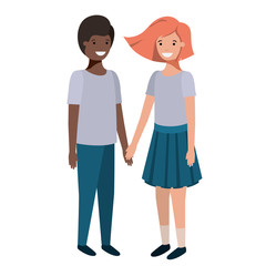 Obraz premium friendly teenagers ethnicity couple characters