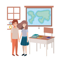 young students in geography classroom