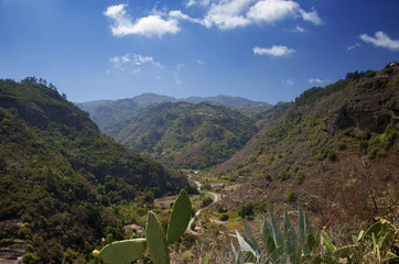 Gran Canaria, view along steep valley towards Las Cumbres
