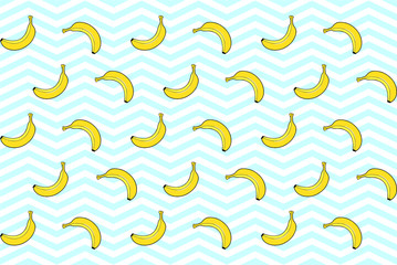 pattern of yellow bananas on a black and white background