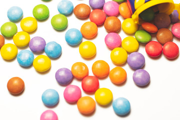 candy chocolate cubes on white background