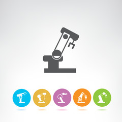 robotic arm icons set