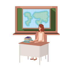 female teacher in the geography class