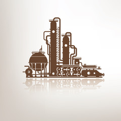 chemical, petrochemical or processing plant, heavy industry stylized vector symbol, design elements for emblem