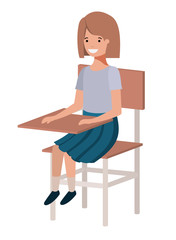 young student girl sitting in school chair