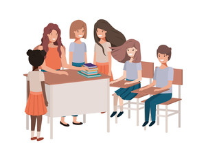 female teacher in the classroom with students