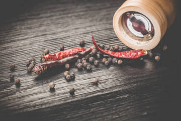 pepper with spices close-up