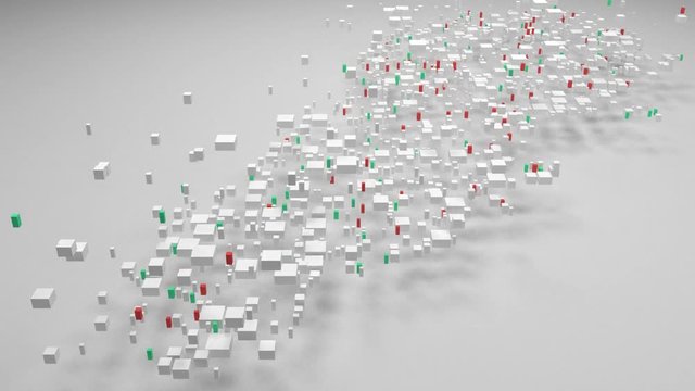 Map of Lebanon - Middle East | 3d Rendering, mosaic of little bricks - White and flag colors. A number of 3168 little boxes are accurately inserted into the mosaic. Flag colors