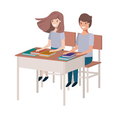 young students sitting in school desk