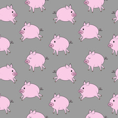 Seamless pigs pattern. Symbol of 2019 on the Chinese calendar. Pig background for textiles, fabrics, cotton fabric, covers, wallpaper, print, gift wrapping, postcard, scrapbooking, bedding.Raster copy