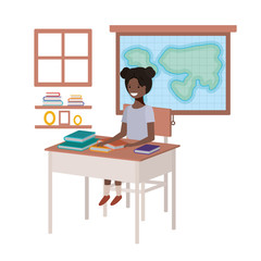 young student black girl in geography classroom