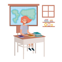 young student girl in geography classroom