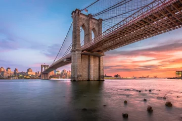 Photo sur Plexiglas Brooklyn Bridge Pont de Brooklyn New York City au crépuscule