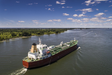 Cargo ship near the Port of Montreal on the St-Lawrence River