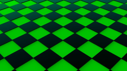  Urban image, multi-colored floor in the form of a chessboard