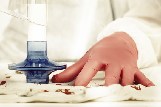 Detail of CSI and police vacuum cleaner with adapter for collection of microtraces