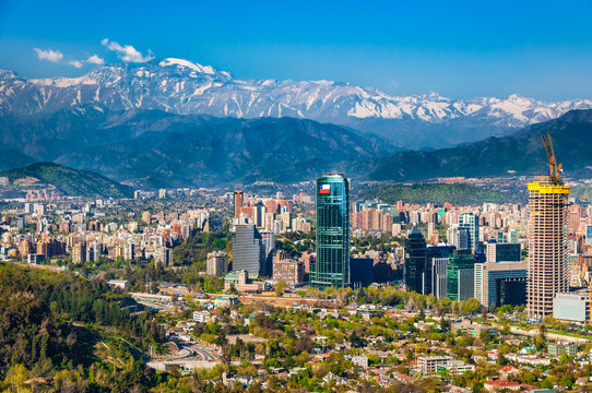 Aerial city view of Santiago of Chile
