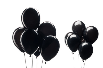 bunches of black balloons isolated on white for black friday special offer
