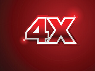 4x sign in red background
