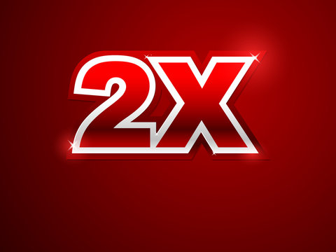 2x sign in red background